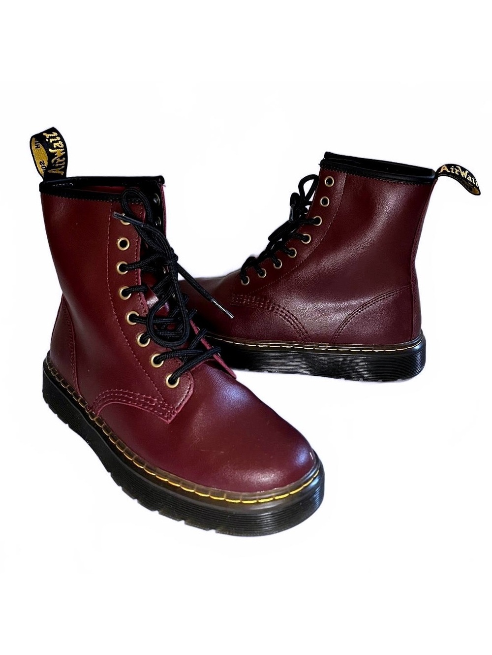 Dr. Martens Zavala Burgundy Leather Combat Boots Women’s Size 8 US